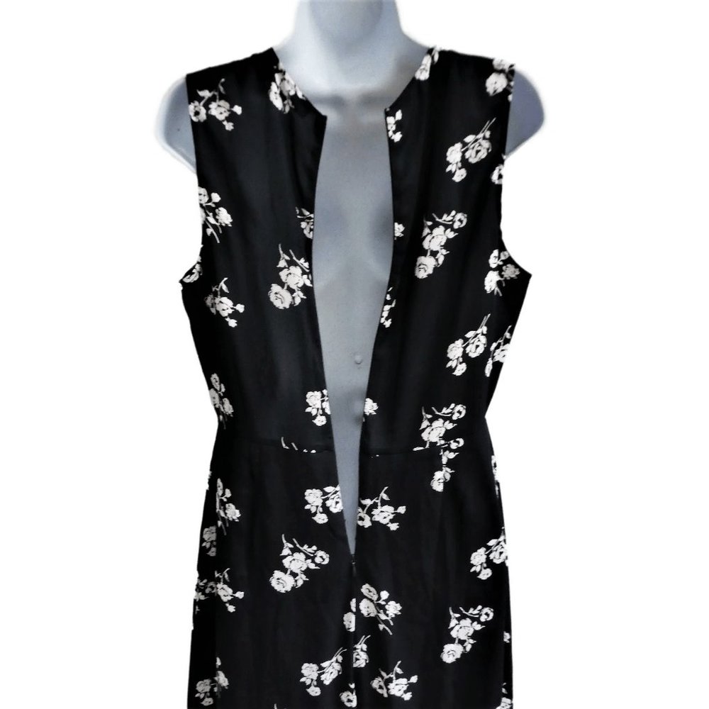 Honey Punch Floral Jumpsuit Plunging Neckline Bust Tie Zip Back Wide Leg S - Picture 4 of 6
